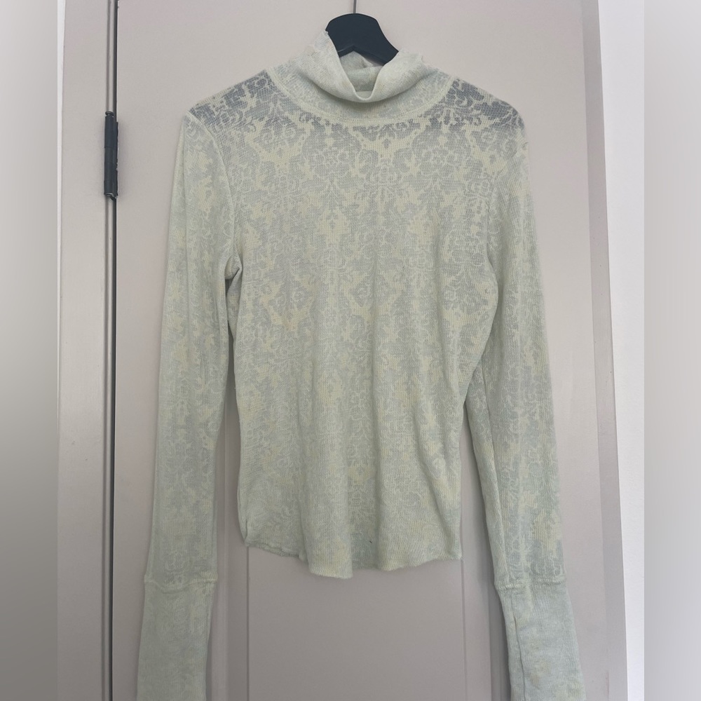 Free People Filigree Sheer Print Turtle Neck